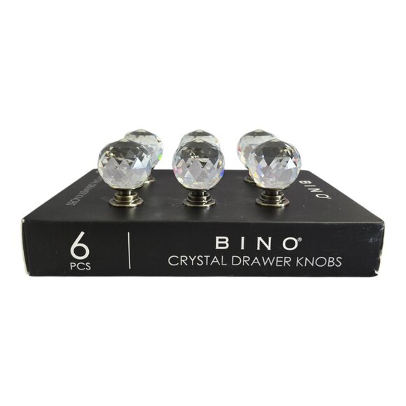 NEW BINO Sparkly Faceted Sphere Crystal Drawer Door Knob Pull Set 6 Pieces - Picture 5 of 6
